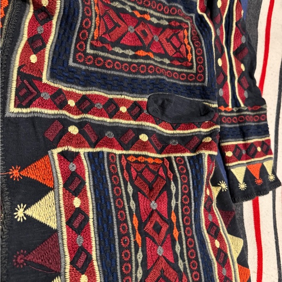 Biya Johnny Was Navy Multicolored Embroidered Duster. Size Small. - Picture 8 of 10